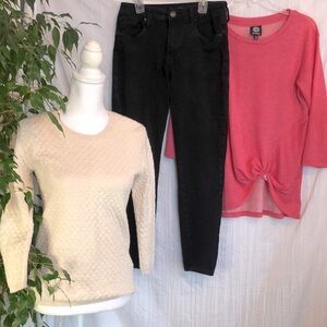 LOFT & BOBEAU size XS cream pink sweaters & STS Blue sz 29/M black casual jeans